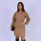 Conjunto Casaco Com Saia Tricot Premium Modal Confortável Casual Chic