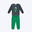 Conjunto Casaco Moletom Peluciado Ursinho E Calça Moletom Infantil Menino Milon 2000816 Mescla