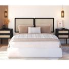 Conjunto Casal 160cm e Mesas de Cabeceira 2 Gavetas Pé Madeira Palhinha Oslo Nero/Preto Conjunto Casal 160cm e Mesas de Cabeceira 2 Gavetas Pé Madeira Palhinha Oslo Nero/Preto