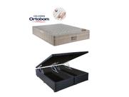 Conjunto Casal Colchão Ortobom Airtech Molas Ensacadas c/ Cama Box Baú Bipartido Jadmax Reforçada 138x188