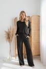 Conjunto Casual Confy Calça Soltinha e Blusa Manga Longa Cor:PretoTamanho:M