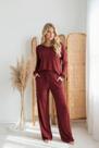 Conjunto Casual Confy Calça Soltinha e Blusa Manga Longa Cor:VinhoTamanho:P