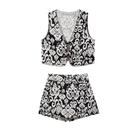 Conjunto Casual Elegante Feminino De 2 Peças, Top Com Decote Em V E Saia Com Zíper Lateral DUOPERI