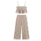 Conjunto Casual Feminino Bordado De Duas Peças: Top Cropped E Calças - Moda 2026 Conjunto Casual Feminino Bordado De Duas Peças: Top Cropped E Calças - Moda 2026