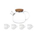 Conjunto Chaleira de Vidro com 4 Xícaras N2445345 - Quanhe
