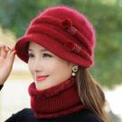 Conjunto Chapéu e Cachecol De Inverno Feminino Forrado De Pele Casual