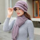 Conjunto Chapéu e Cachecol De Inverno Feminino Forrado De Pele Casual