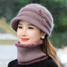 Conjunto Chapéu e Cachecól De Inverno Feminino Forrado De Pele Casual