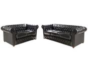 Conjunto chesterfield 1 sofá + 1 namoradeira victório corano preto