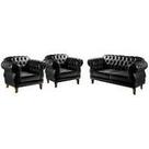 Conjunto Chesterfield Elisabeth material sintético Preto