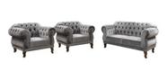 Conjunto Chesterfield Elisabeth Suede Cinza