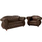 Conjunto Chesterfield Merlo 1 Namoradeira + 1 poltrona Corano Marrom/ decoração, recepção, sala tv estar