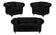 Conjunto Chesterfield Namoradeira + 2 Poltronas Luiz xv Corano Preto/ decoração, barbearia, salão, sala de estar, loja Conjunto Chesterfield Namoradeira + 2 Poltronas Luiz xv Corano Preto/ decoração, barbearia, salão, sala de estar, loja