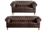 Conjunto Chesterfield Sofá Dom Pedro 2 e 3 Lugares Capitonê Vintage