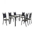 Conjunto Chicago 06 Cadeiras Com Base Tocantins Bm Tubulares Vidro Incolor-ratan Preto-material sintético 124