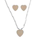 Conjunto Choker + Brinco Coração Madrepérola Banhado a Prata 925