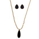 Conjunto Choker + Brinco Gota Preta Banhada a Ouro 18K Canutilho