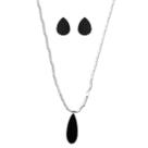 Conjunto Choker + Brinco Gota Preta Banhada a Prata 925 Canutilho