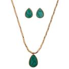 Conjunto Choker + Brinco Gota Verde Banhada a Ouro 18K Canutilho