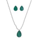 Conjunto Choker + Brinco Gota Verde Banhada a Prata 925 Canutilho Curto Conjunto Choker + Brinco Gota Verde Banhada a Prata 925 Canutilho Curto