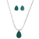 Conjunto Choker + Brinco Gota Verde Banhada Prata 925 Canutilho