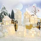 Conjunto Christmas Village Cindeer, 26 unidades com 8 casas de LED e 16 árvores