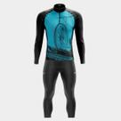 Conjunto Ciclismo Masculino - Bike Roda Azul MANGA LONGA (PRO) CALÇA GEL WAY