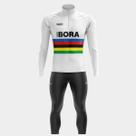 Conjunto Ciclismo Masculino - Camisa BORA BRANCA MANGA LONGA (PRO) Calça GEL WAY