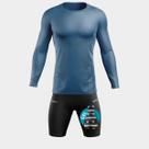 Conjunto Ciclismo Masculino Kit Camisa UV Azul Marinho + Bermuda Forro em Gel