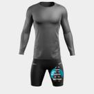 Conjunto Ciclismo Masculino Kit Camisa UV Cinza + Bermuda Forro em Gel