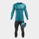 Conjunto Ciclismo Masculino Kit Camisa UV Verde Capri + Calça Forro em Gel
