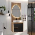 Conjunto Clarice 60 Suspenso Painel Ripado Espelho Orgânico LED - Fabribam