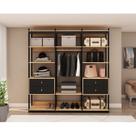 Conjunto Closet Industrial 3 Modulado com 1 Cabideiro e 4 Gavetas com Puxador em Courinho