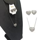 Conjunto Colar Brinco Coração Zircônia Folheado Paladio-r.02