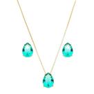 Conjunto Colar Brinco Gota Verde