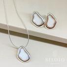 Conjunto colar + brinco organico perolado - banhado a prata 925