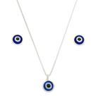Conjunto Colar Brinco Prata 925 Pura Olho Grego Azul kit com garantia original