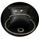 Conjunto Colar Brinco Pulseira Anel Strass Festa Noiva C29
