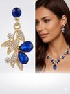 Conjunto Colar Brincos Azul Zirconia Strass Festa Noiva Madrinha Debutante Banhado