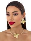 Conjunto Colar + Brincos Borboleta Elegante Folheado Ouro 18K