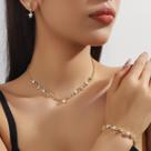 Conjunto Colar Brincos Strass Delicado Ouro Banhado