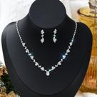 Conjunto Colar Brincos Strass Delicado Prata Banhado