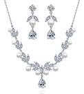 Conjunto Colar Chocker Riviera Brinco Zircônia Pérola Noiva