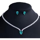 Conjunto Colar Chocker Riviera Gota E Brinco Zircônia Verde Conjunto Colar Chocker Riviera Gota E Brinco Zircônia Verde