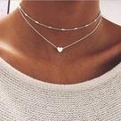 Conjunto Colar cor prata com coração