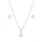 Conjunto Colar Corrente Brinco Ponto De Luz Estrela De Prata 925