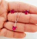 Conjunto Colar Corrente Brinco Ponto Luz Coração Prata 925