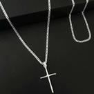Conjunto Colar Corrente Masculina Italiana c/ Pingente de Cruz e Pulseira Grumet em Aço Inoxidável