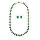 Conjunto colar degradê cat eye esmeralda banhado a ouro