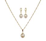 Conjunto Colar e Brinco Bola Pérola Folheado Ouro 18k Antialérgico Conjunto Colar e Brinco Bola Pérola Folheado Ouro 18k Antialérgico